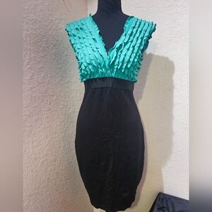 Sophia Max Black and Teal Ruffle Mini Dress